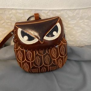 Leather owl coin purse